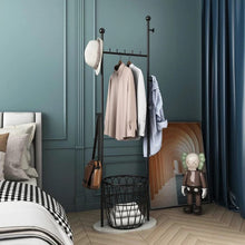 Load image into Gallery viewer, Clothes rack with basket and marble base (black)