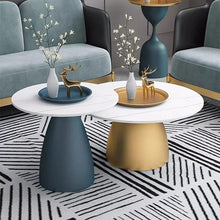 Load image into Gallery viewer, Modern luxury marble coffee table set (gold and blue)