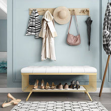 Load image into Gallery viewer, Leather seat shoes chair with marble shelf