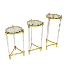 Load image into Gallery viewer, Table set of 3 pieces, acrylic and glass