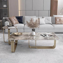 Load image into Gallery viewer, HUGO white marble center table set with high quality metal