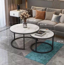 Load image into Gallery viewer, Marble with black base coffee table set
