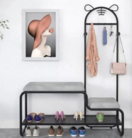 Cute teddy bear shaped shoe rack with clothes hanger in TWO colors