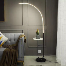 Load image into Gallery viewer, Curved LED floor lamp marble shelf, marble base
