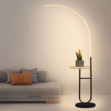 Load image into Gallery viewer, Curved LED floor lamp marble shelf, marble base
