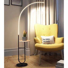 Load image into Gallery viewer, Curved LED floor lamp marble shelf, marble base
