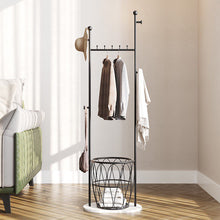 Load image into Gallery viewer, Clothes rack with basket and marble base (black)
