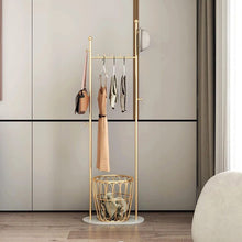 Load image into Gallery viewer, Clothes rack with basket and marble base (golden)
