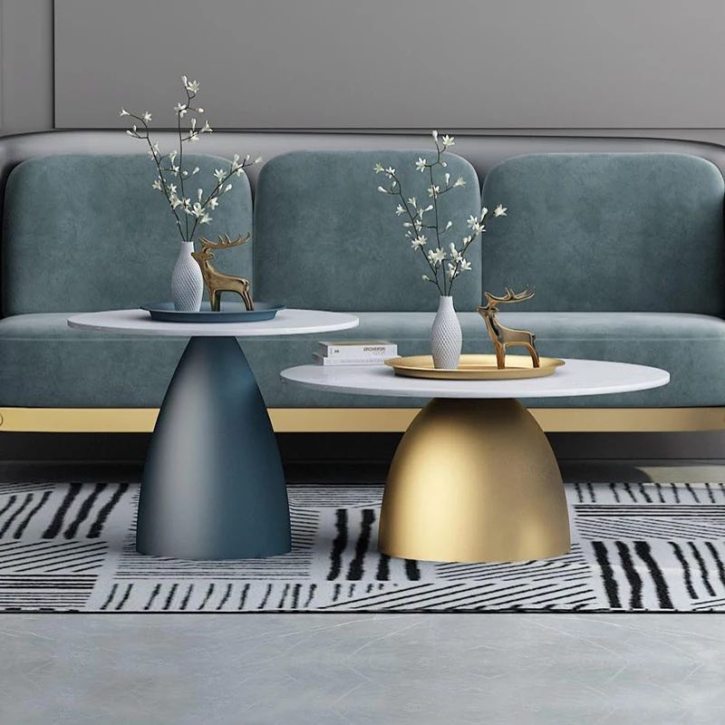 Modern luxury marble coffee table set (gold and blue)