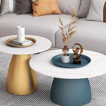 Load image into Gallery viewer, Modern luxury marble coffee table set (gold and blue)
