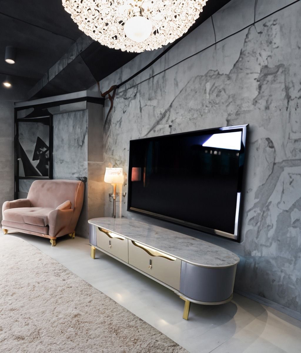 Gray marble TV table