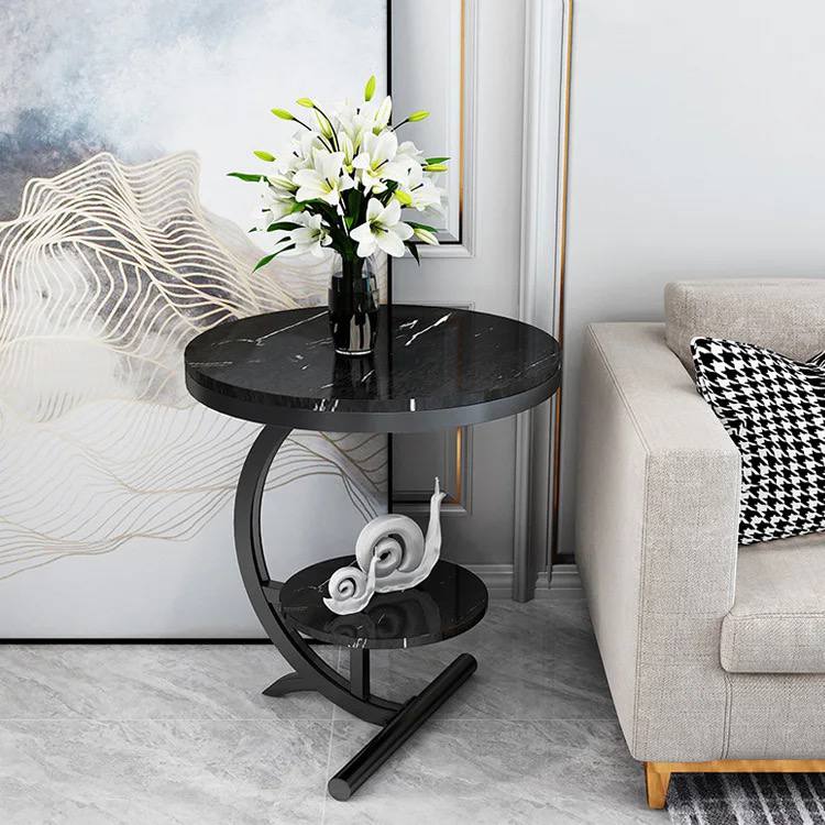 Black marble side table