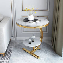 Load image into Gallery viewer, Marble table with glossy gold base
