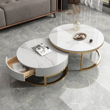 Load image into Gallery viewer, White marble coffee table set with drawer
