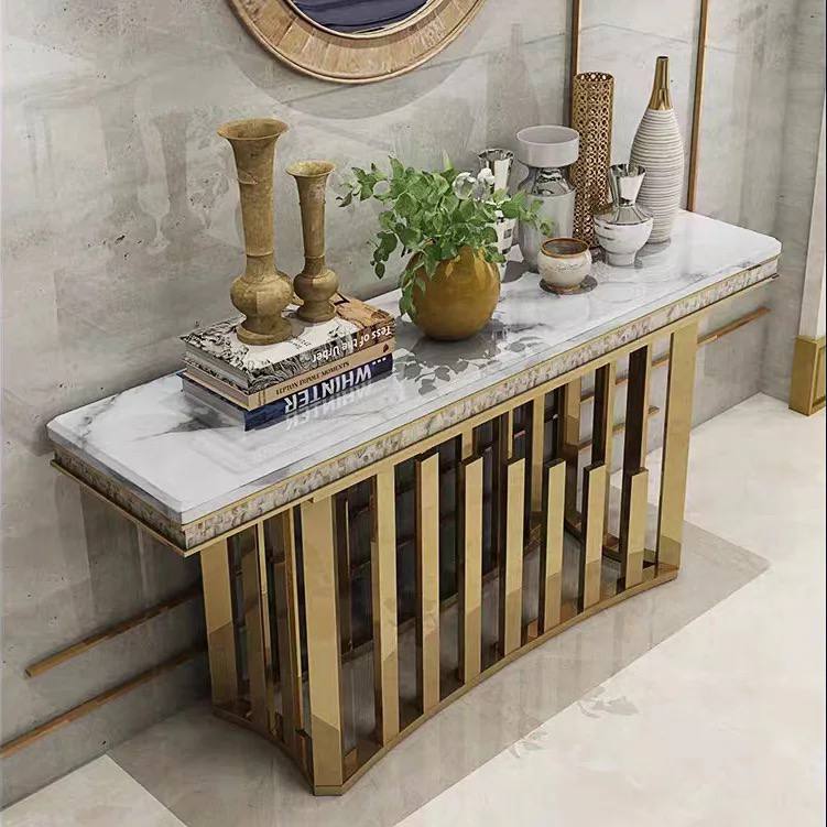 High quality metal and marble console table model I