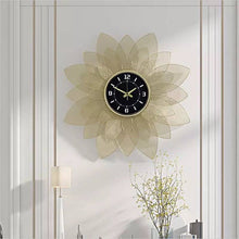 Load image into Gallery viewer, Luxury Flower Design Hanging golden wall clock
