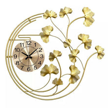 Load image into Gallery viewer, Custom Design Gold Leaf Metal Art Wall Clock
