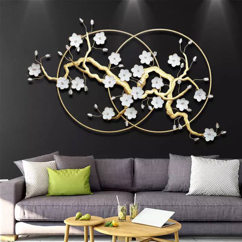 Gold Frame Art Hanging Flower Metal Wall Art Decor