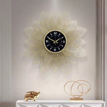 Load image into Gallery viewer, Luxury Flower Design Hanging golden wall clock
