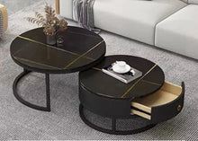 Load image into Gallery viewer, LUXURY BLACK MARBLE COFFEE TABLE SET
