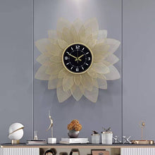 Load image into Gallery viewer, Luxury Flower Design Hanging golden wall clock
