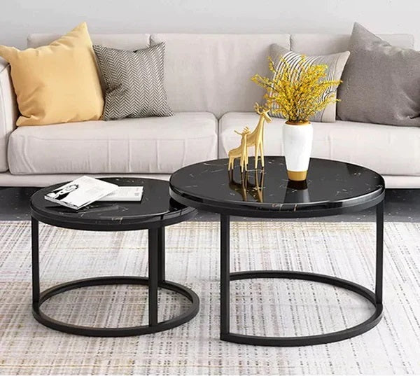 BLACK MARBLE COFFEE TABLE SET