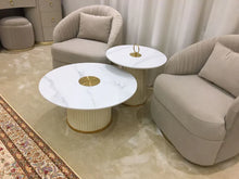 Load image into Gallery viewer, OUNA leather COFFEE TABLE SET marble Top
