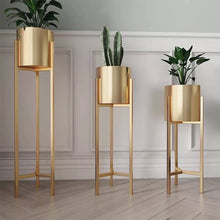 Load image into Gallery viewer, Gold metal plant stands set of 3
