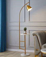 Load image into Gallery viewer, Golden lamp with marble shelf
