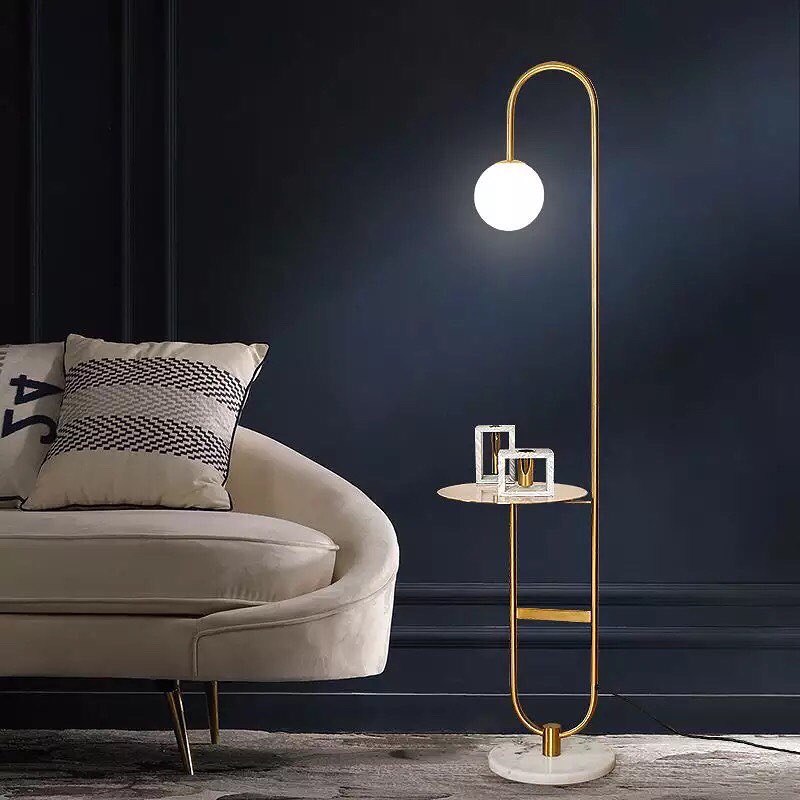 Double Marble floor lamp golden