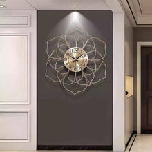 Load image into Gallery viewer, Luxury Glam golden flower design wall clock
