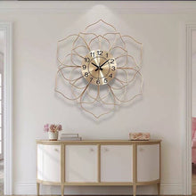 Load image into Gallery viewer, Luxury Glam golden flower design wall clock
