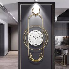 Load image into Gallery viewer, Gold deer marble wall clock
