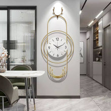 Load image into Gallery viewer, Gold deer marble wall clock
