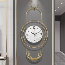 Load image into Gallery viewer, Gold deer marble wall clock
