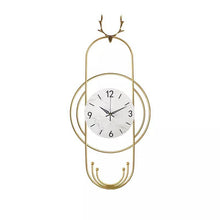 Load image into Gallery viewer, Gold deer marble wall clock
