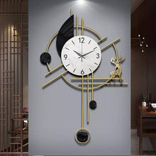 Load image into Gallery viewer, Black lucky deer marble wall clock
