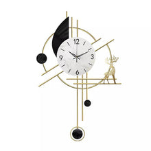 Load image into Gallery viewer, Black lucky deer marble wall clock
